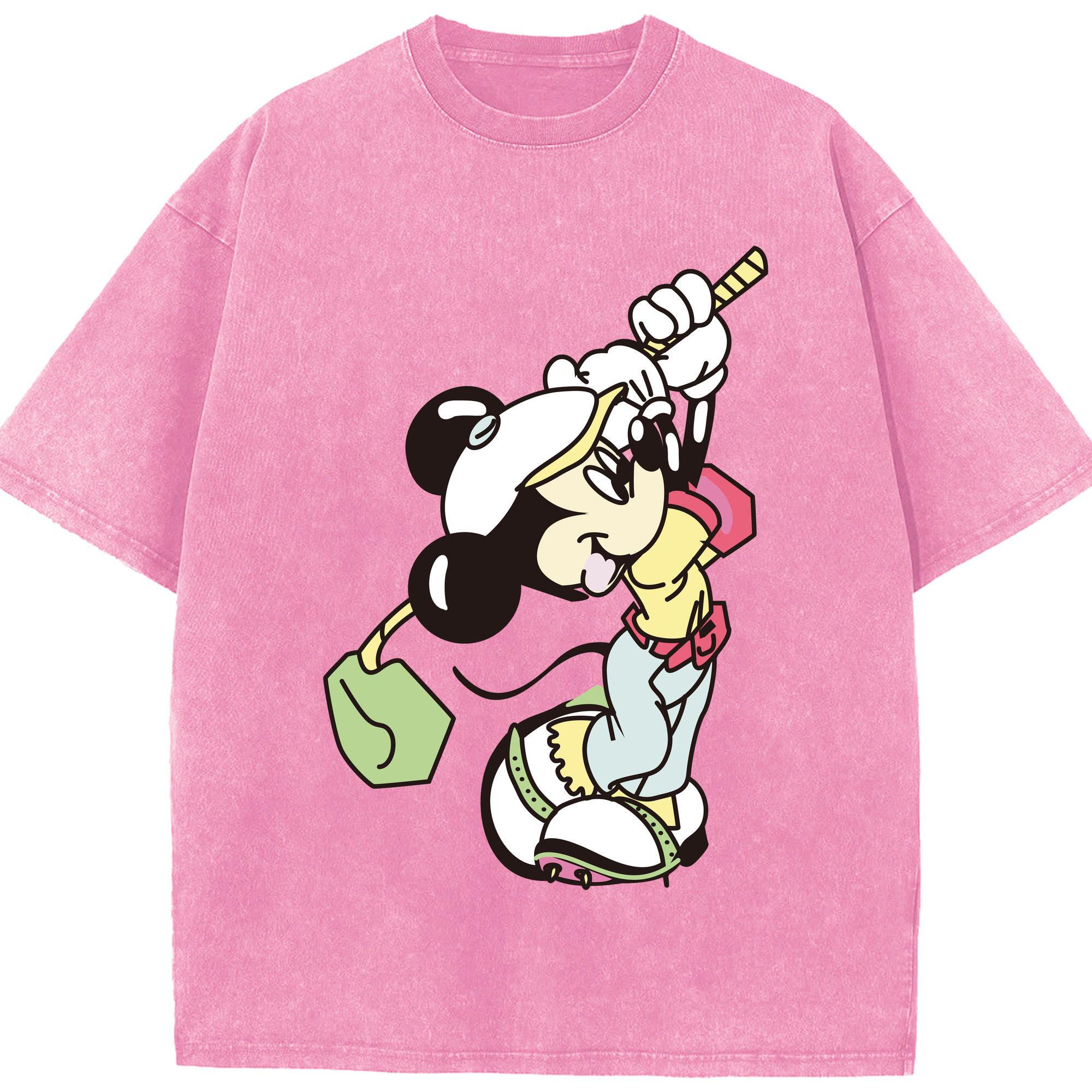 （画像用） ミッキーマウス Mickey Mouse 綿100% ヴィンテージ風 半袖Tシャツ（フロントプリント）
